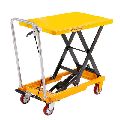 Small Manual Hydraulic Scissor Lifting Tables 300kg 1.5M Hand Hydraulic Scissor Lift Platforms Capacity Lift Table Trolley