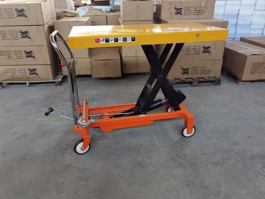 Small Manual Hydraulic Scissor Lifting Tables 300kg 1.5M Hand Hydraulic Scissor Lift Platforms Capacity Lift Table Trolley