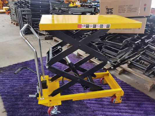 Small Manual Hydraulic Scissor Lifting Tables 300kg 1.5M Hand Hydraulic Scissor Lift Platforms Capacity Lift Table Trolley