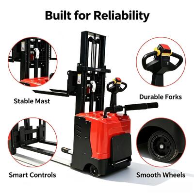 2T Double Pallet Lift Stand-on Electric Hydraulic Stacker 3m Lifting Full Electric Pallet Stacker For Factory Warehouse Cargo Handling