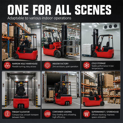 1500kg Mini Electric Forklift Lead-Acid Battery Solid Tires Electric Side Shifter-Compact Pallet Stacker for Small Warehouses